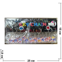 Брелок пластиковый (RK-47) кубик игральная кость прозрачная 120 шт/блок - фото 222579