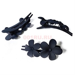 Заколка краб черная (RV-6019) два цветка 12 шт/упаковка - фото 222585