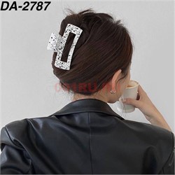 Краб для волос белый в черную крапинку (DA-2787) пластмассовый 12 шт/упаковка - фото 222805