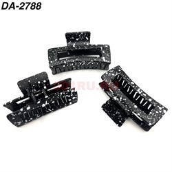 Краб для волос черный в белую крапинку (DA-2788) пластмассовый 12 шт/упаковка - фото 222819 Краб для волос черный в белую крапинку (DA-2788) пластмассовый 12 шт/упаковка - фото 222819