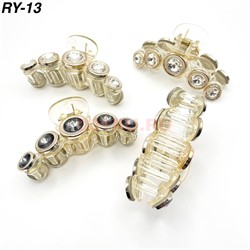 Заколка-краб (RY-13) со стразами 2 цвета 12 шт/упаковка - фото 222904