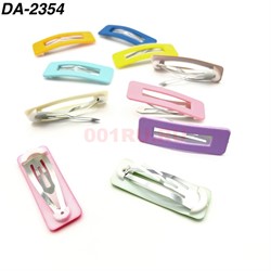 Заколка металлическая клик-клак (DA-2354) прямоугольные цветные 5,5 см 12 шт/лист - фото 222962