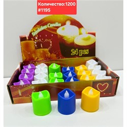 Светильник свеча (1195) пластиковая цветная 24 шт/упаковка - фото 223136