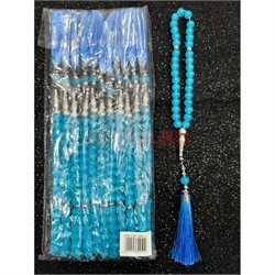 Четки стеклянные 33 бусины (CK-940C) цвет голубой аквамарин 8 мм 12 шт/упаковка - фото 223179