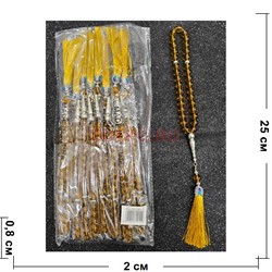 Четки стеклянные 33 бусины (CK-940G) цвет янтарный 8 мм 12 шт/упаковка - фото 223182