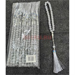 Четки стеклянные 33 бусины (CK-940F) цвет лунный камень 8 мм 12 шт/упаковка - фото 223187