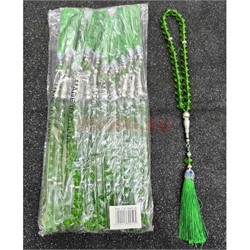 Четки стеклянные 33 бусины (CK-940B) цвет зеленый прозрачный 8 мм 12 шт/упаковка - фото 223191