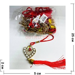 Амулет православный (KN-E13) со стразами и красными нитками 12 шт/упаковка - фото 223231