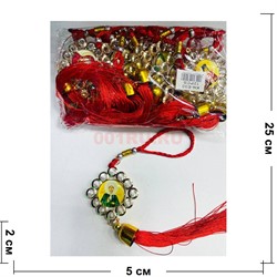 Амулет православный (KN-E30) со стразами и красными нитками 12 шт/упаковка - фото 223233