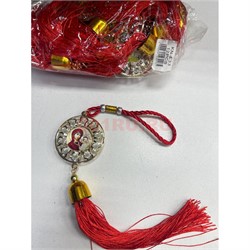 Амулет православный (KN-E33) со стразами и красными нитками 12 шт/упаковка - фото 223236