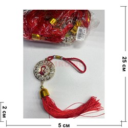 Амулет православный (KN-E33) со стразами и красными нитками 12 шт/упаковка - фото 223237