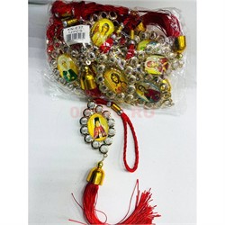 Амулет православный (KN-E37) со стразами и красными нитками 12 шт/упаковка - фото 223238