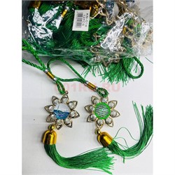 Амулет мусульманский (KN-G14) со стразами и зелеными нитками 12 шт/упаковка - фото 223252