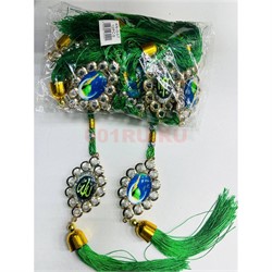 Амулет мусульманский (KN-G37) со стразами и зелеными нитками 12 шт/упаковка (1 вариант) - фото 223260