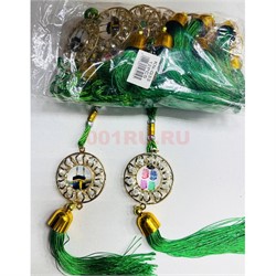 Амулет мусульманский (KN-G33) Кааба со стразами и зелеными нитками 12 шт/упаковка - фото 223262