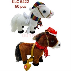 Лошадь музыкальная (KLC-6422) новогодняя 30 см длина - фото 223297