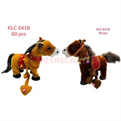 Лошадь музыкальная (KLC-6418) новогодняя 30 см длина - фото 223299