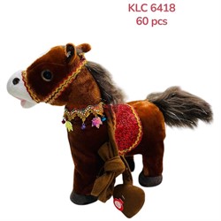 Лошадь музыкальная (KLC-6418) новогодняя 30 см длина - фото 223300