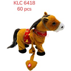 Лошадь музыкальная (KLC-6418) новогодняя 30 см длина - фото 223302