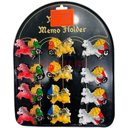 Магнит из полистоуна (KLC-6344) лошадки с повозкой денег 24 шт/упаковка - фото 223319