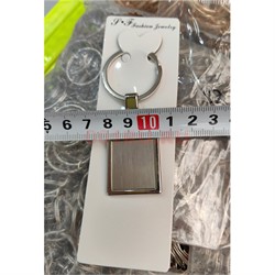 Брелок металлический прямоугольный (KY-2327) для гравировки 12 шт/упаковка - фото 223422