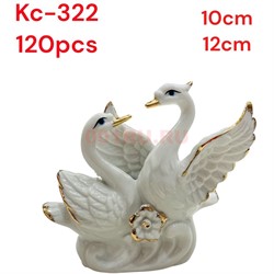 Лебеди парочка (KL-322) из фарфора высота 10 см - фото 223436