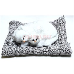 Игрушка мягкая Кошка с котенком спящая на подстилке мяукает 12 шт/упаковка - фото 223459
