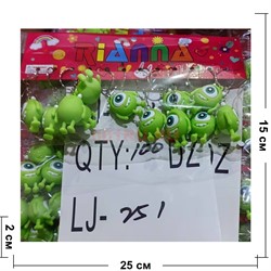 Брелок резиновый (LJ-251) зеленый монстр 120 шт/блок - фото 223485