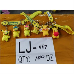 Брелок резиновый (LJ-1167) покемоны пикачу с браслетом 120 шт/блок - фото 223486