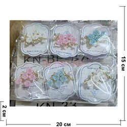 Брошь со стразами (BP-1572) цветы 12 шт/упаковка - фото 223533