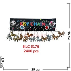 Брелок металлический (KLC-6176) лошадка 3 цвета 120 шт/блок - фото 223555