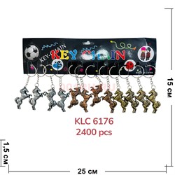 Брелок металлический (KLC-6176) лошадка на дыбах 3 цвета 120 шт/блок - фото 223559