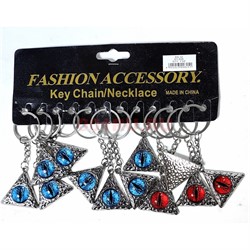 Брелок металлический (KY-825) кошачий глаз в треугольнике 12 шт/упаковка - фото 223580