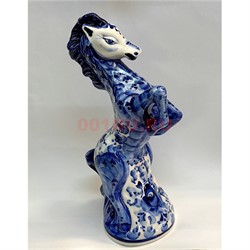 Конь гжель синяя Зодиак 21 см высота - фото 223611