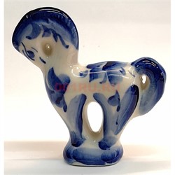 Лошадка конь гжель синяя Малыш 7,5x7 см символ 2026 года - фото 223617