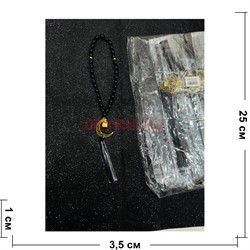 Четки мусульманские (HR-B104) черные с луной 12 шт/упаковка - фото 223685