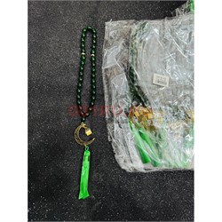 Четки мусульманские (HR-B105) зеленые Луна + Кааба 12 шт/упаковка - фото 223686