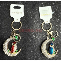 Брелок Сова на Луне со стразами 12 шт/упаковка (KY-4955) - фото 223699