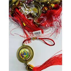 Подвеска православная (KN-E55) круглая крутящаяся с красными нитками 12 шт/упаковка - фото 223701