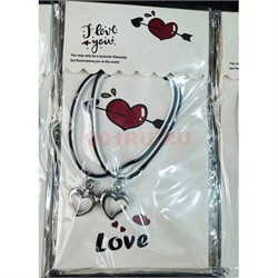 Парные браслеты (BR-2758) два сердца 12 пар/упаковка - фото 223711