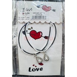 Парные браслеты (BR-2753) камешки бриллианты 12 пар/упаковка - фото 223717