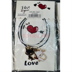 Парные браслеты (BR-1067) кошечки 12 пар/упаковка - фото 223719