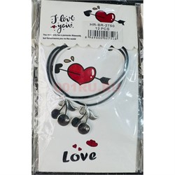 Парные браслеты (BR-2750) вишня черешня 12 пар/упаковка - фото 223731