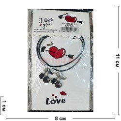 Парные браслеты (BR-2750) вишня черешня 12 пар/упаковка - фото 223732