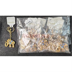 Брелок Слоник сглаз с карабином со стразами 12 шт/упаковка (B-10) - фото 223737