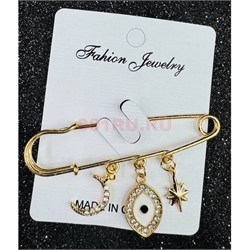 Булавка со стразами (BP-3074) от сглаза 12 шт/упаковка - фото 223745