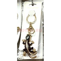 Брелок со стразами (1055) ящерица с карабином 12 шт/упаковка - фото 223768