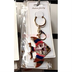 Брелок со стразами (1057) рыба с карабином 12 шт/упаковка - фото 223772