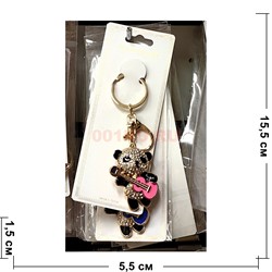 Брелок со стразами (1058) мишка с гитарой с карабином 12 шт/упаковка - фото 223775