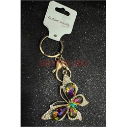 Брелок со стразами (KY-1171) бабочки с карабином 12 шт/упаковка - фото 223791